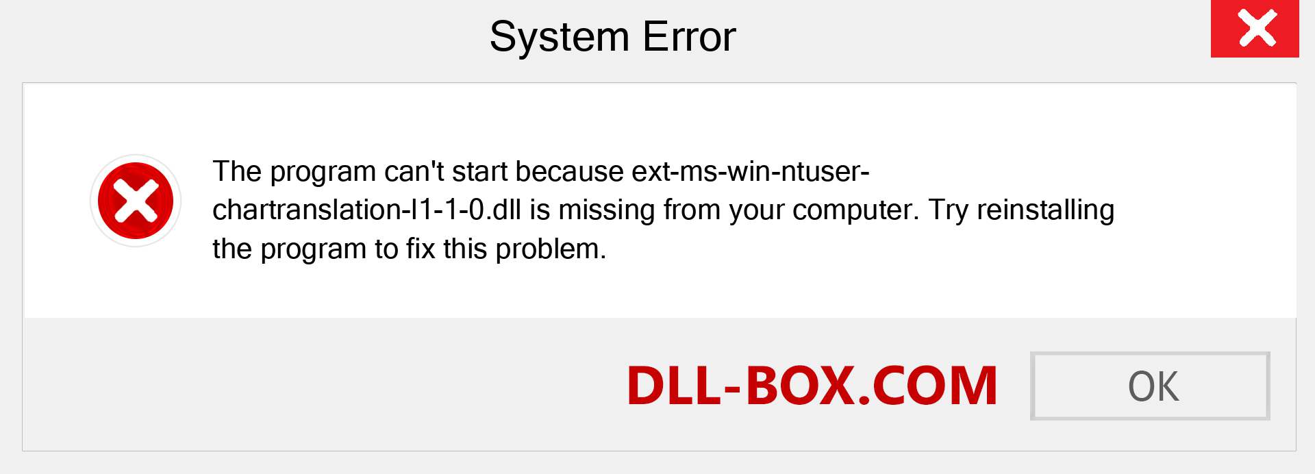  ext-ms-win-ntuser-chartranslation-l1-1-0.dll file is missing?. Download for Windows 7, 8, 10 - Fix  ext-ms-win-ntuser-chartranslation-l1-1-0 dll Missing Error on Windows, photos, images
